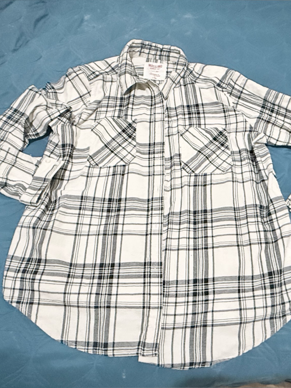 Mossimo Supply Co. White & Black Plaid Button-Up Shirt
